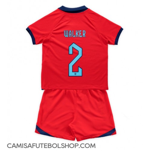 Camisa de time de futebol Inglaterra Kyle Walker #2 Replicas 2º Equipamento Infantil Mundo 2022 Manga Curta (+ Calças curtas)